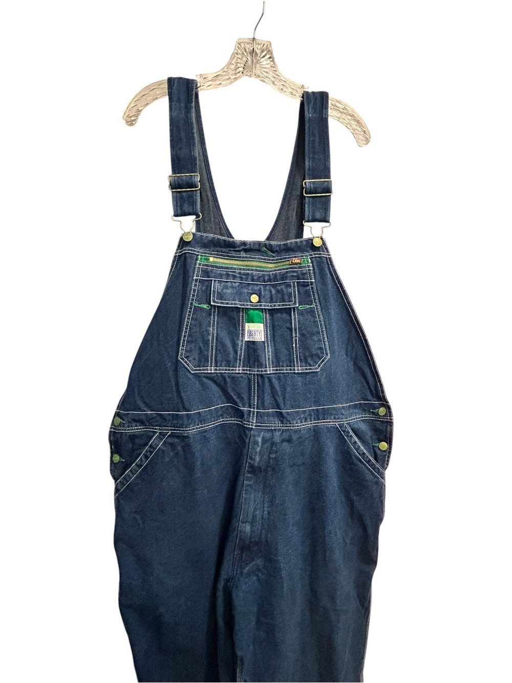Liberty Bib Overalls Men’s 46x32 (30) Blue Denim Farmer Casual Vintage Aesthetic